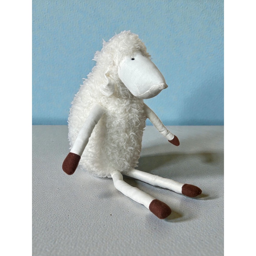 Empress Arts White Shaggy Sheep Plush Lamb Stuffed Animal Brown Hooves Toy